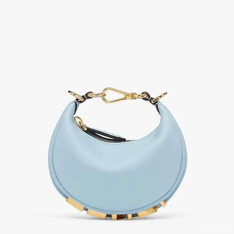 Affordable HOT Leather Hobo Fendi Nano Blue In Bag Calf Sky Fendigraphy 0605